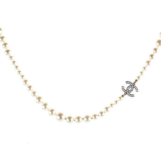 Chanel Long Pearl CC Logo Necklace Costume Jewellery