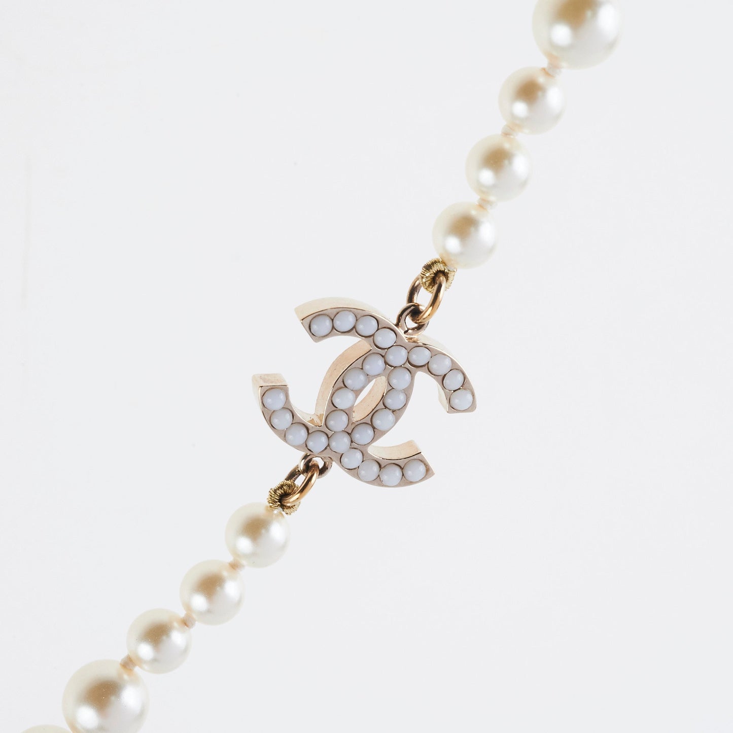 Chanel Long Pearl CC Logo Necklace Costume Jewellery