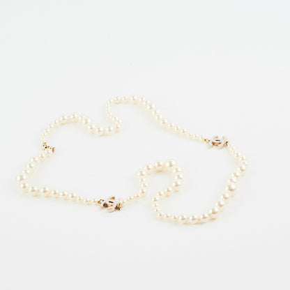 Chanel Long Pearl CC Logo Necklace Costume Jewellery