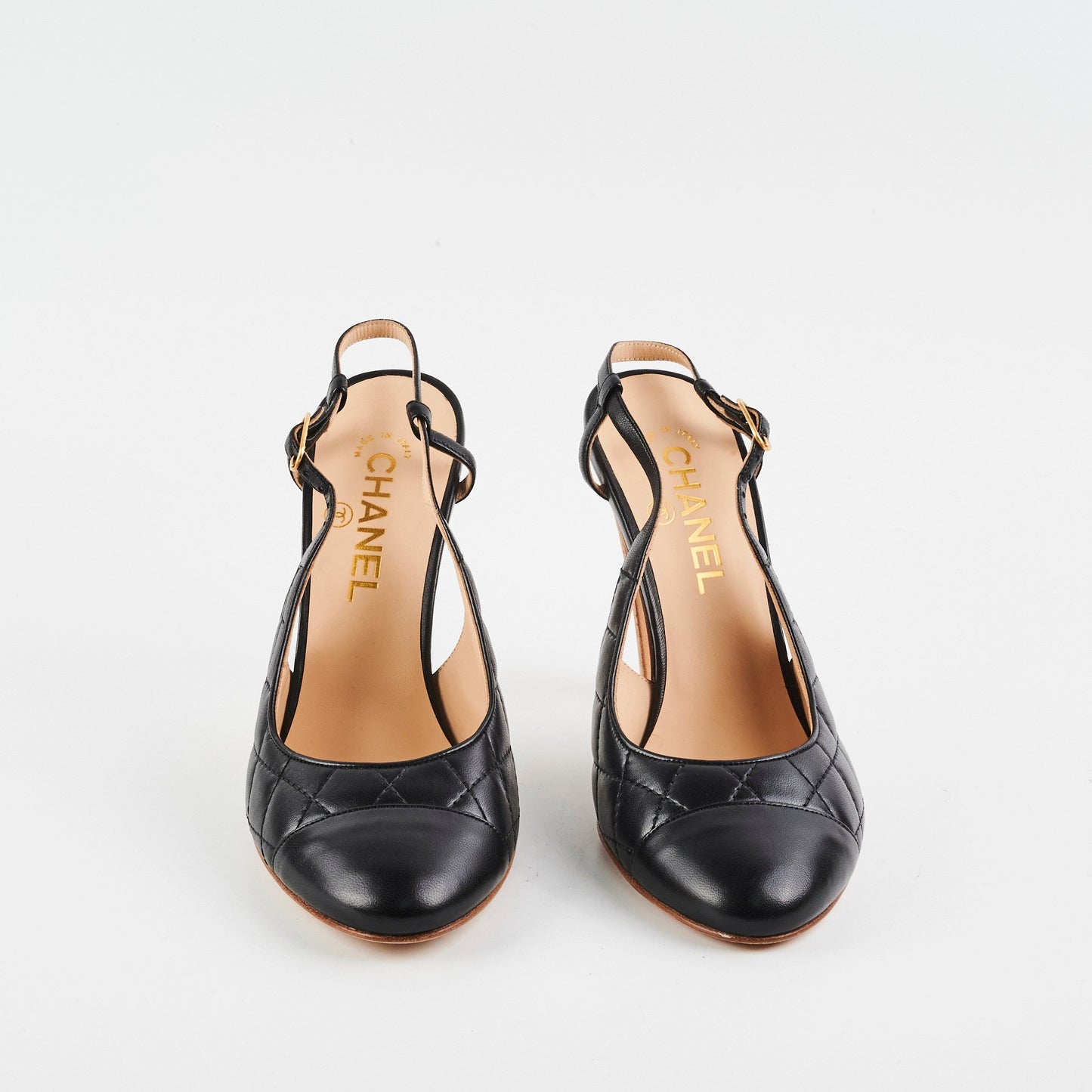 Chanel Quilted Heels Cork lambskin Black (Size 39.5)