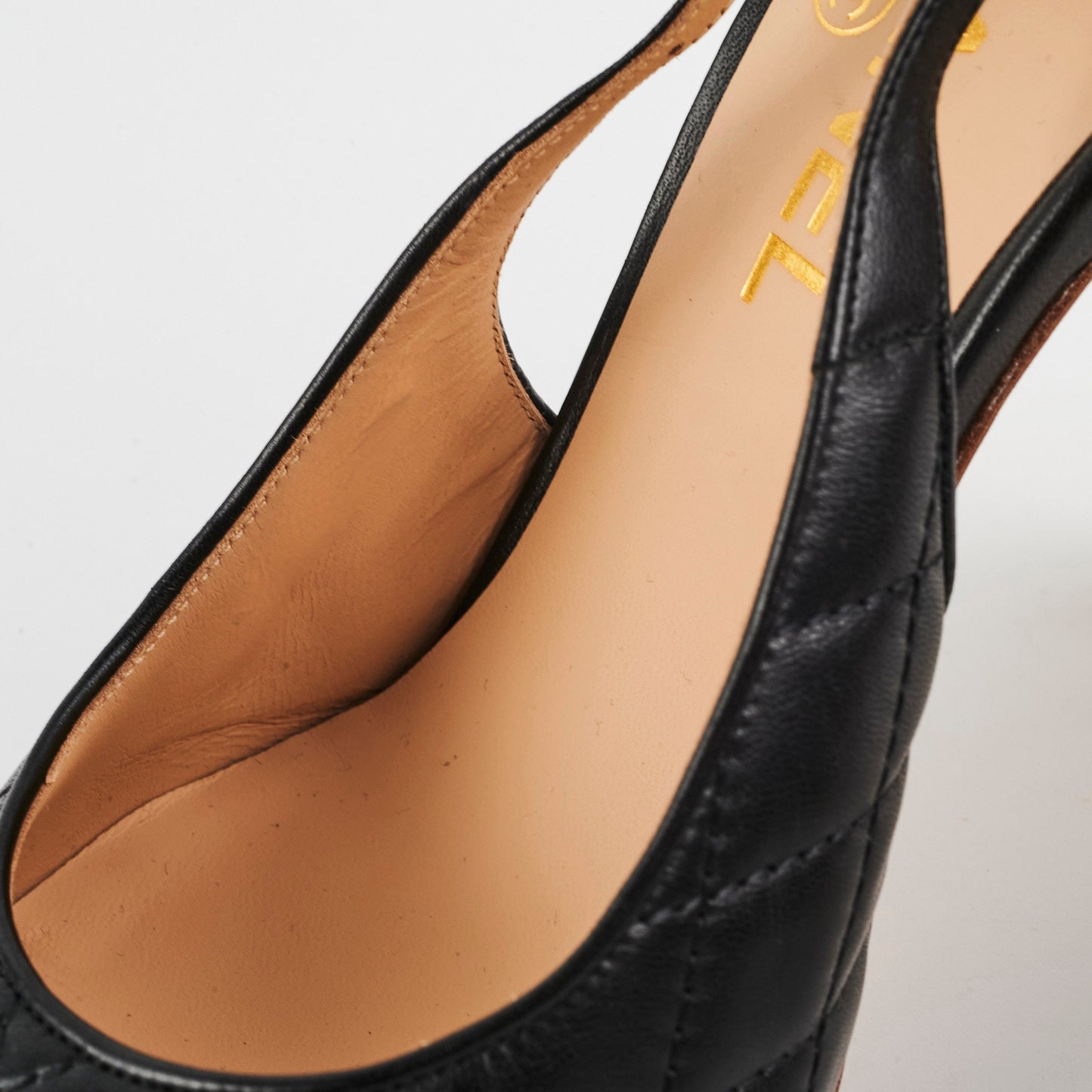 Chanel Quilted Heels Cork lambskin Black (Size 39.5)