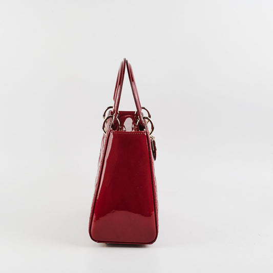 Christian Dior Lady Dior Medium Red Patent