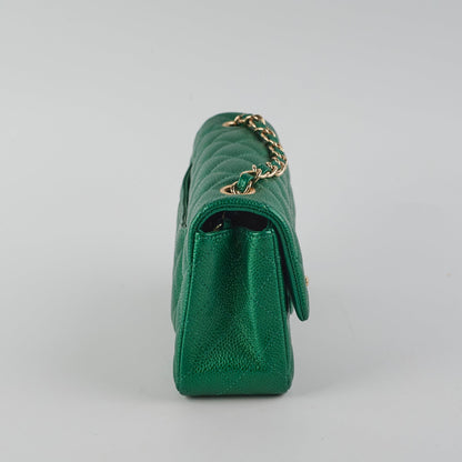 Chanel Caviar Mini Rectangular Emerald Green 18S