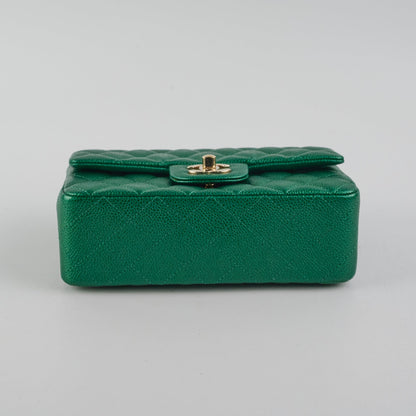 Chanel Caviar Mini Rectangular Emerald Green 18S
