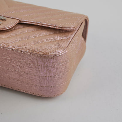 Chanel Mini Rectangular Chevron Caviar Rose Gold Iridescent
