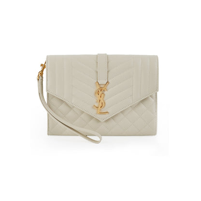 Saint Laurent Evelope Flap Pouch Cream