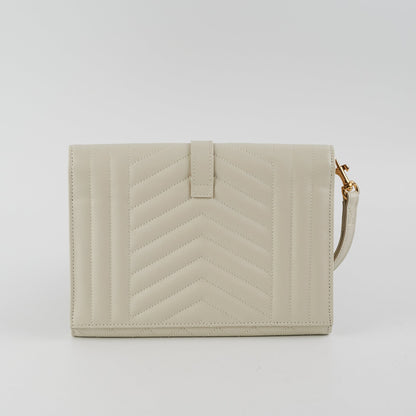 Saint Laurent Evelope Flap Pouch Cream