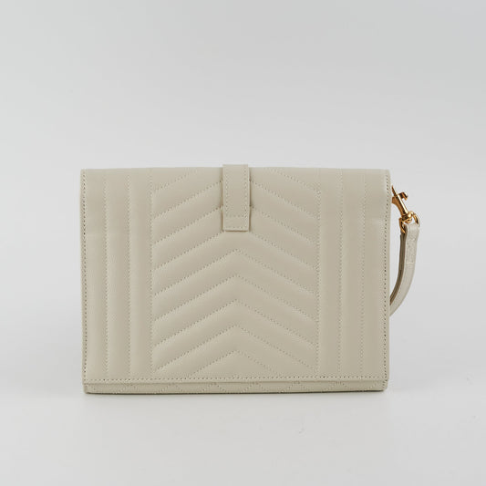 Saint Laurent Evelope Flap Pouch Cream
