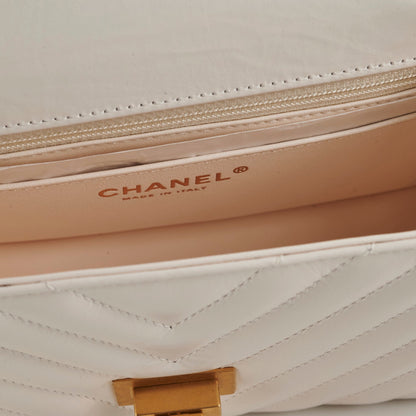 Chanel Mini 2.55 Chevron White (Microchip)