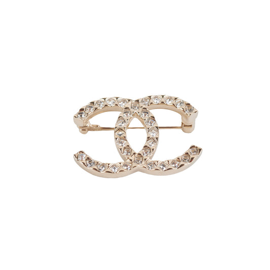 Chanel Rhinestone Brooch Gold Costume Jewellery