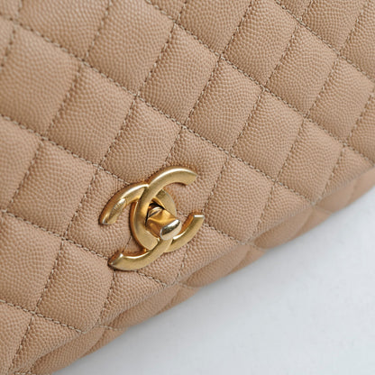 Chanel Medium Caviar Coco Handle Beige (Lizard embossed top handle)