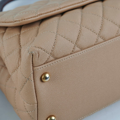 Chanel Medium Caviar Coco Handle Beige (Lizard embossed top handle)