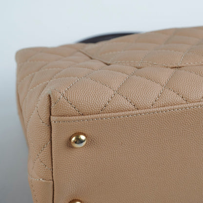 Chanel Medium Caviar Coco Handle Beige (Lizard embossed top handle)