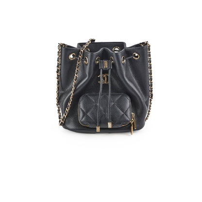 Chanel Drawstring Bucket Caviar Black