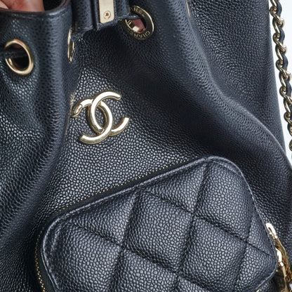 Chanel Drawstring Bucket Caviar Black