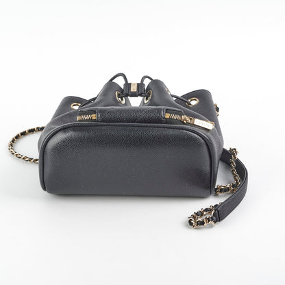 Chanel Drawstring Bucket Caviar Black