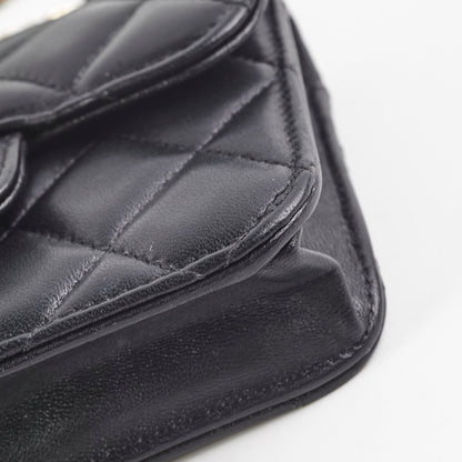 Chanel 21k Micro Top Handle Lambskin Black