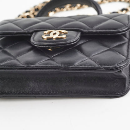 Chanel 21k Micro Top Handle Lambskin Black