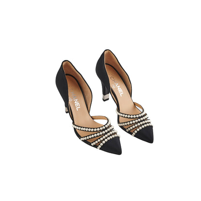 Chanel Pearl Heels Size 36 Black