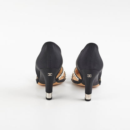 Chanel Pearl Heels Size 36 Black