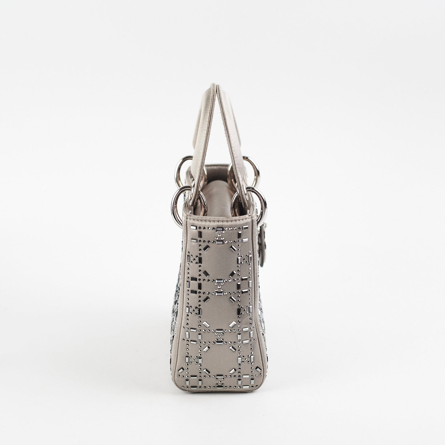 Christian Dior Mini Lady Dior Satin Grey Crystal