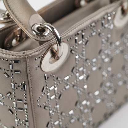 Christian Dior Mini Lady Dior Satin Grey Crystal