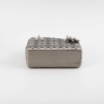 Christian Dior Mini Lady Dior Satin Grey Crystal