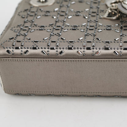 Christian Dior Mini Lady Dior Satin Grey Crystal