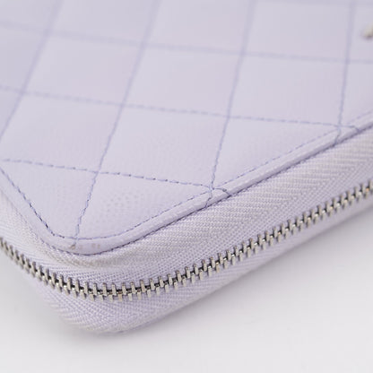 Chanel Caviar Classic Long Zipped Wallet Light Purple