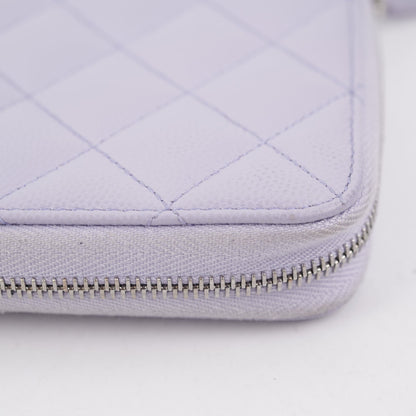 Chanel Caviar Classic Long Zipped Wallet Light Purple