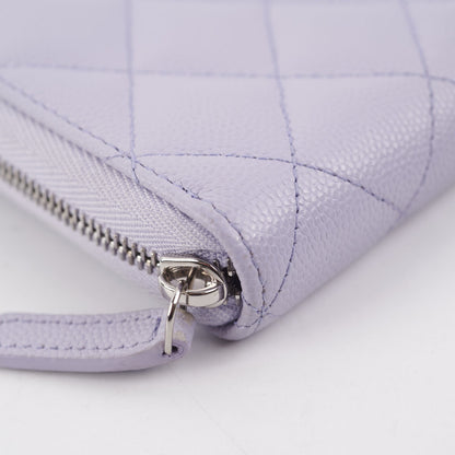 Chanel Caviar Classic Long Zipped Wallet Light Purple