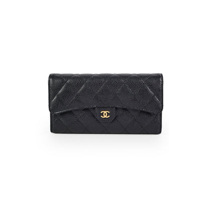 Chanel Long Wallet Caviar Black
