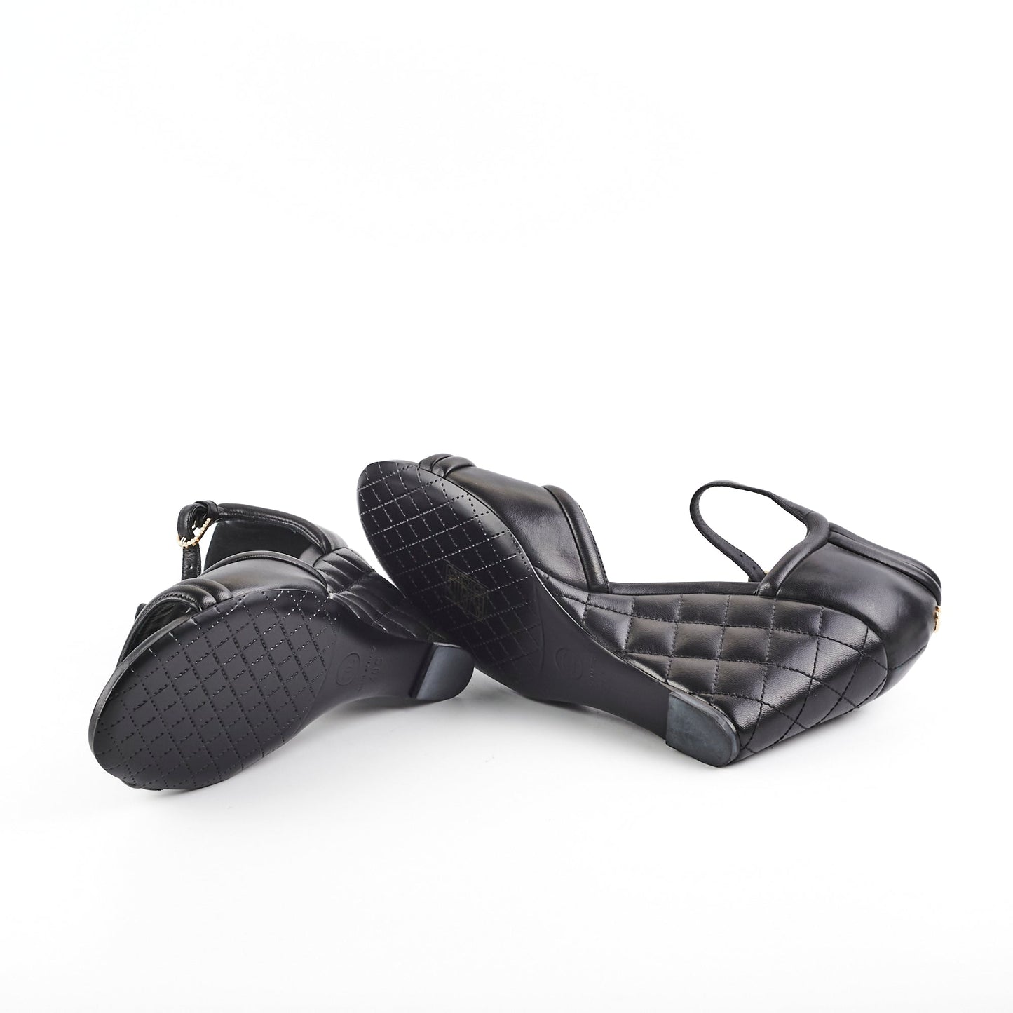Chanel Quilted Black Sandals Size 40