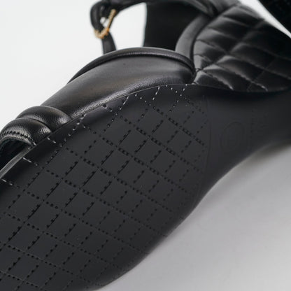 Chanel Quilted Black Sandals Size 40