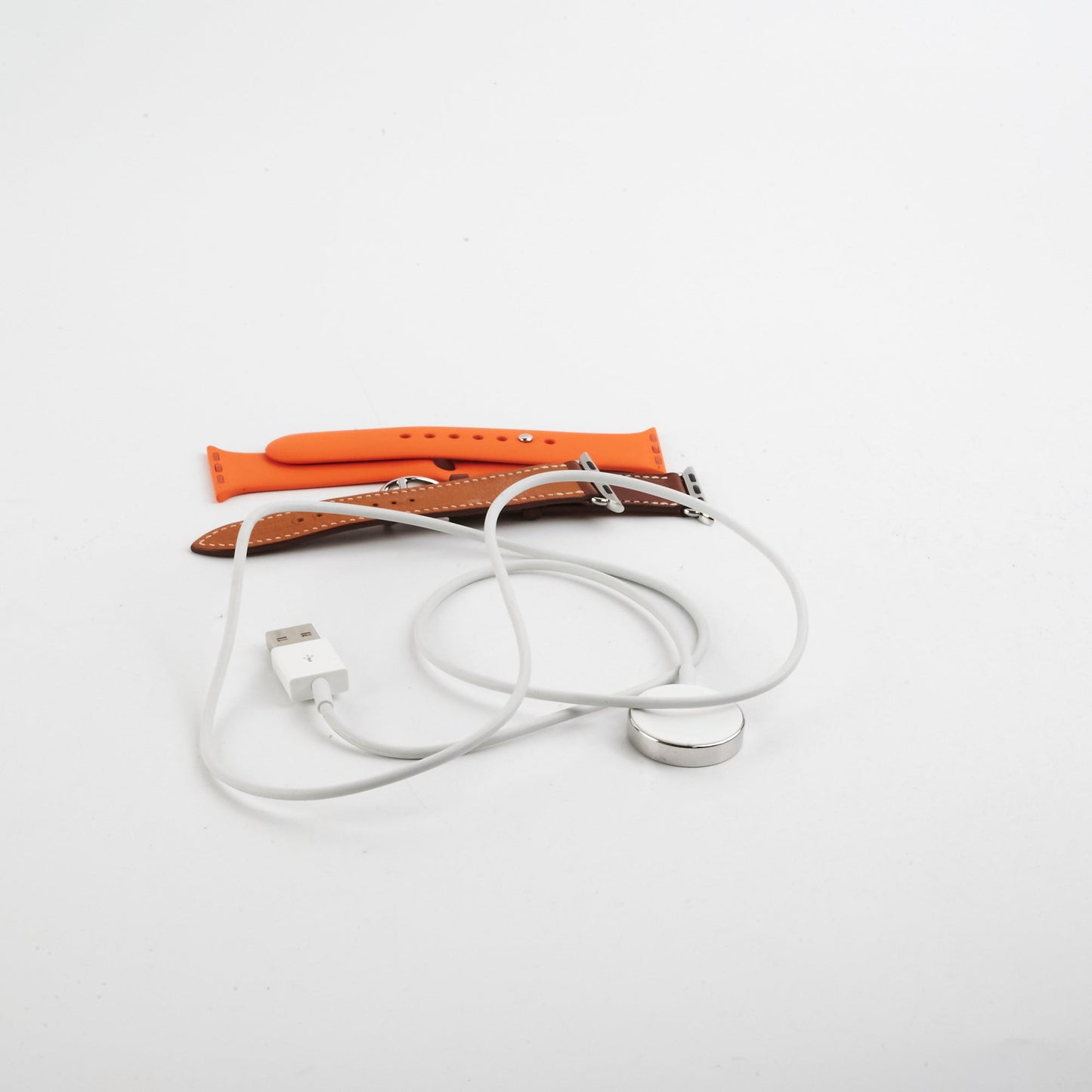 Hermes 40mm Apple Watch (Series 6) Stainless Steel Case (Fauve Barenia Single Tour/Orange Strap))