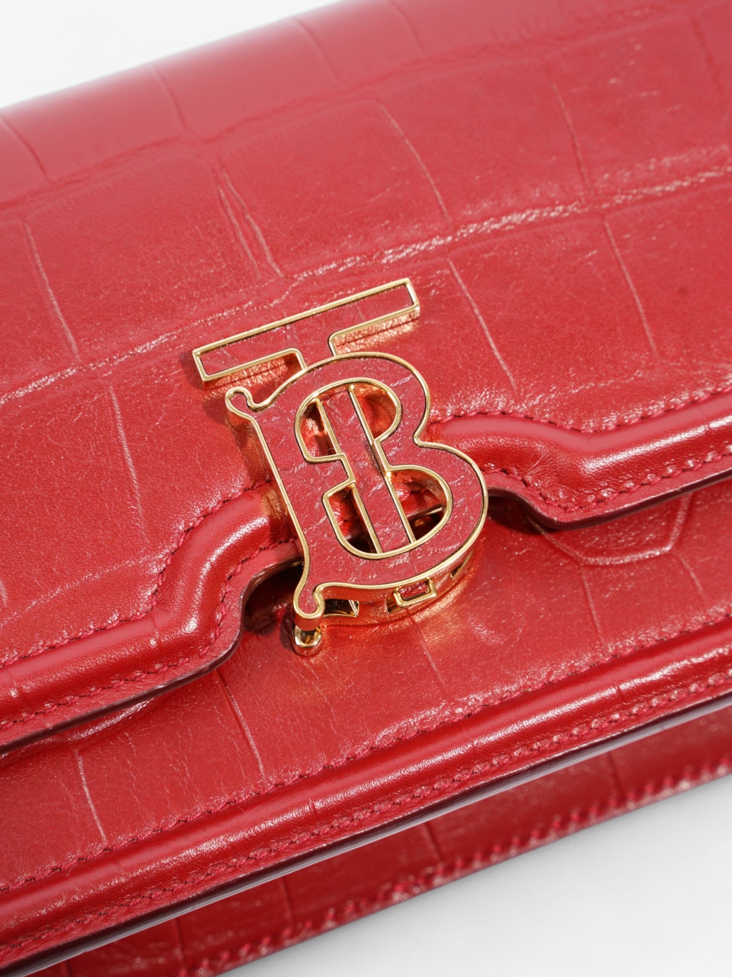 Burberry TB Bag Red Embossed Leather Mini