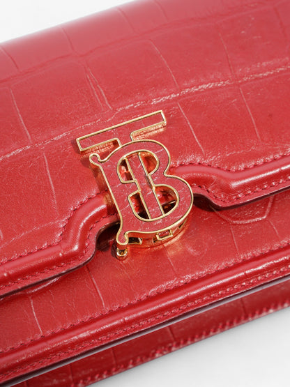 Burberry TB Bag Red Embossed Leather Mini