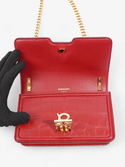 Burberry TB Bag Red Embossed Leather Mini