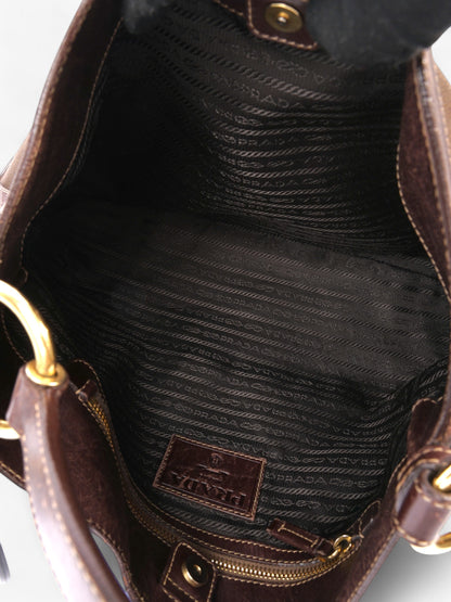 Prada Canapa Tote Brown Canvas