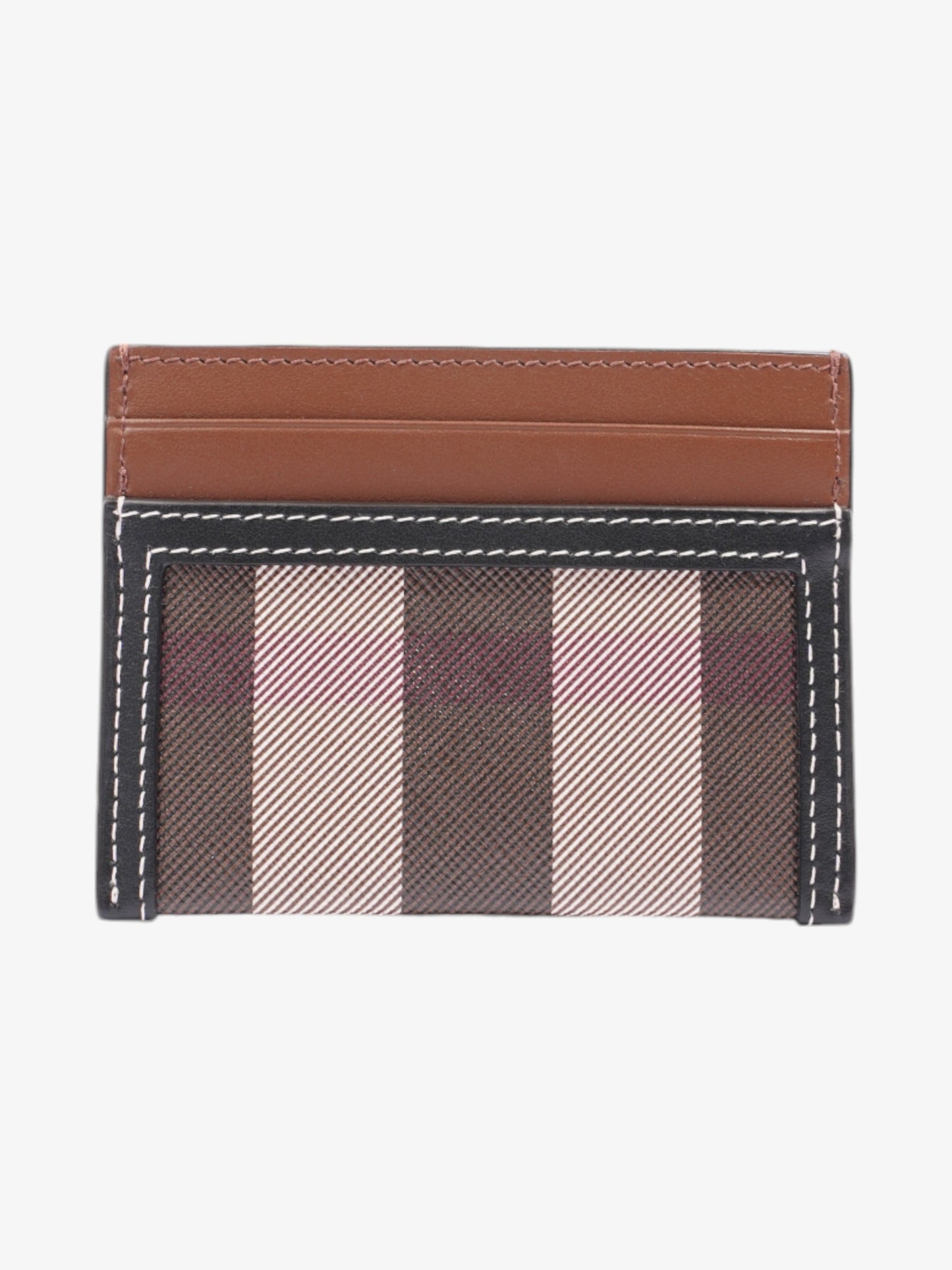 Burberry Check Card Case Dark Birch Brown Polyurethane