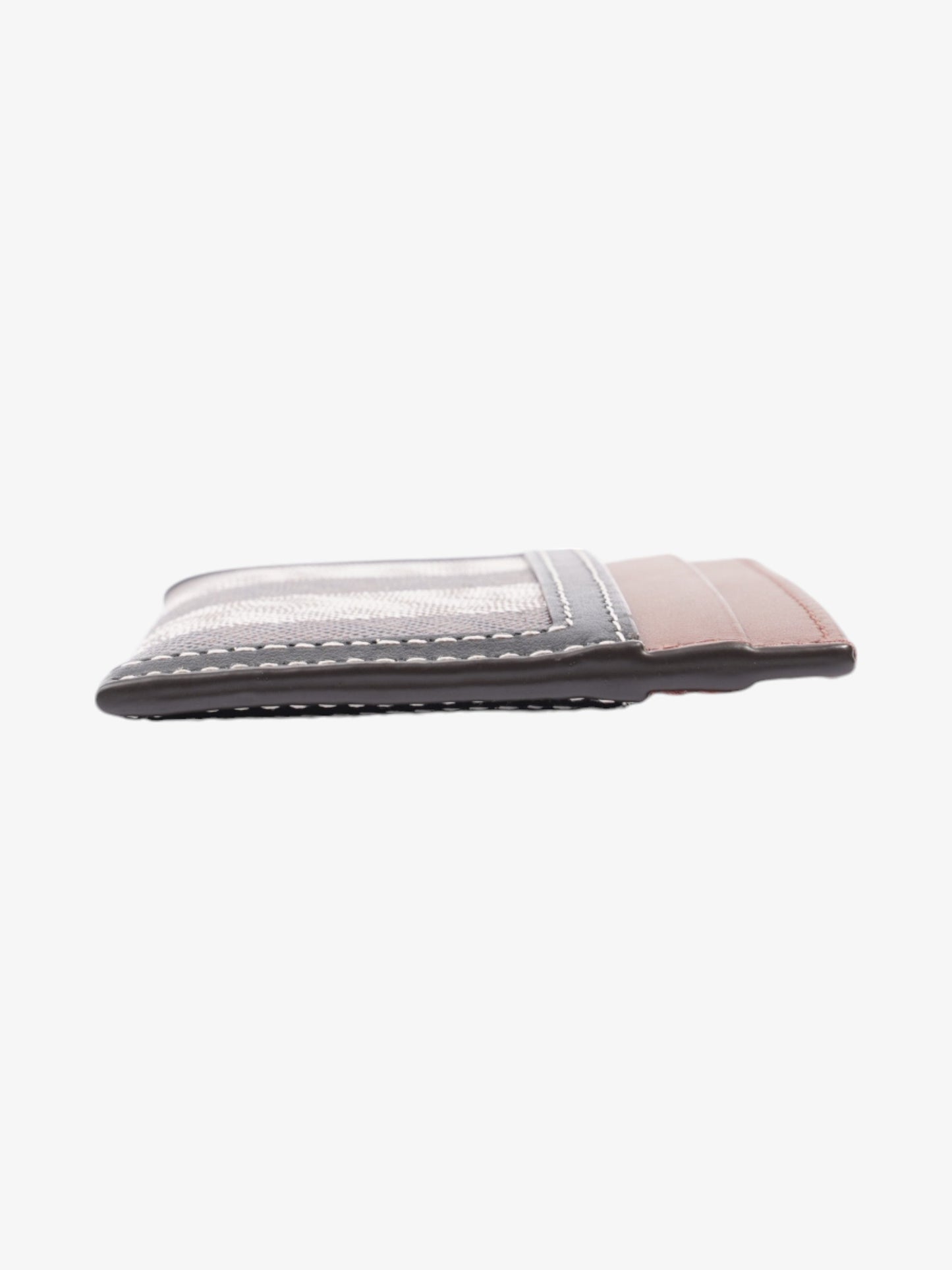 Burberry Check Card Case Dark Birch Brown Polyurethane