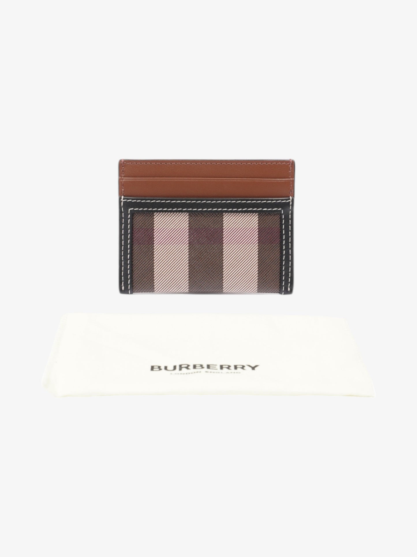 Burberry Check Card Case Dark Birch Brown Polyurethane