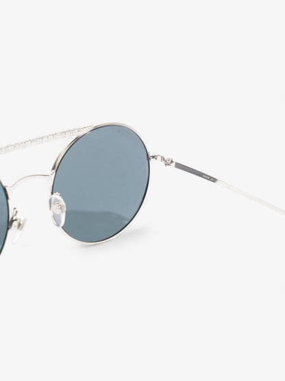 Chanel Round Sunglasses Silver Acetate 140mm