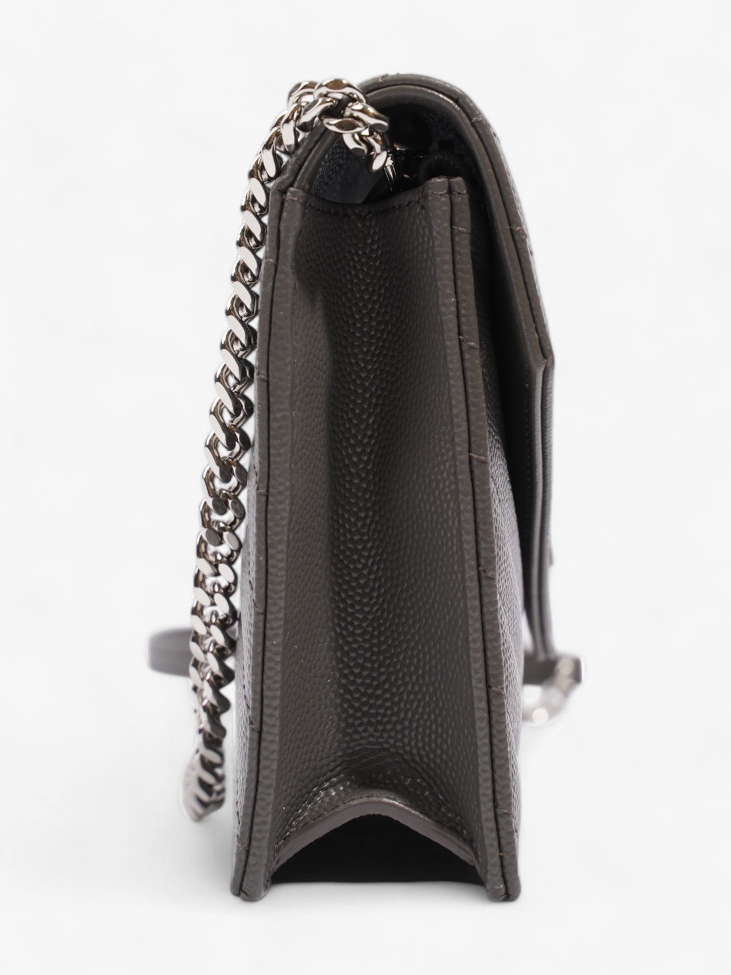 Saint Laurent Cassandre Envelope Chain Wallet Grey Grained Leather