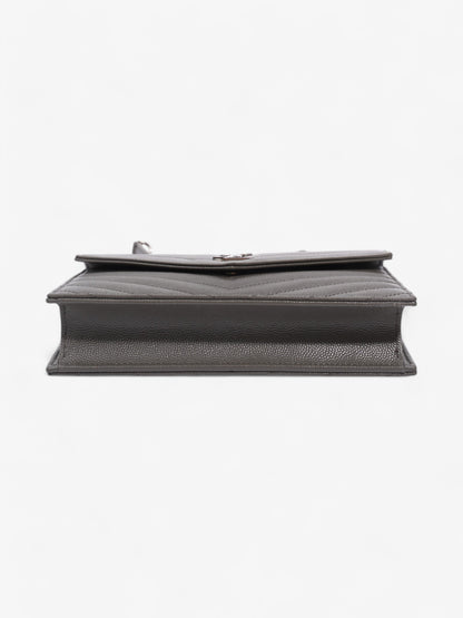 Saint Laurent Cassandre Envelope Chain Wallet Grey Grained Leather