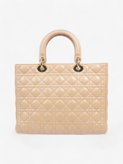 Christian Dior Lady Dior Beige Lambskin Leather Large