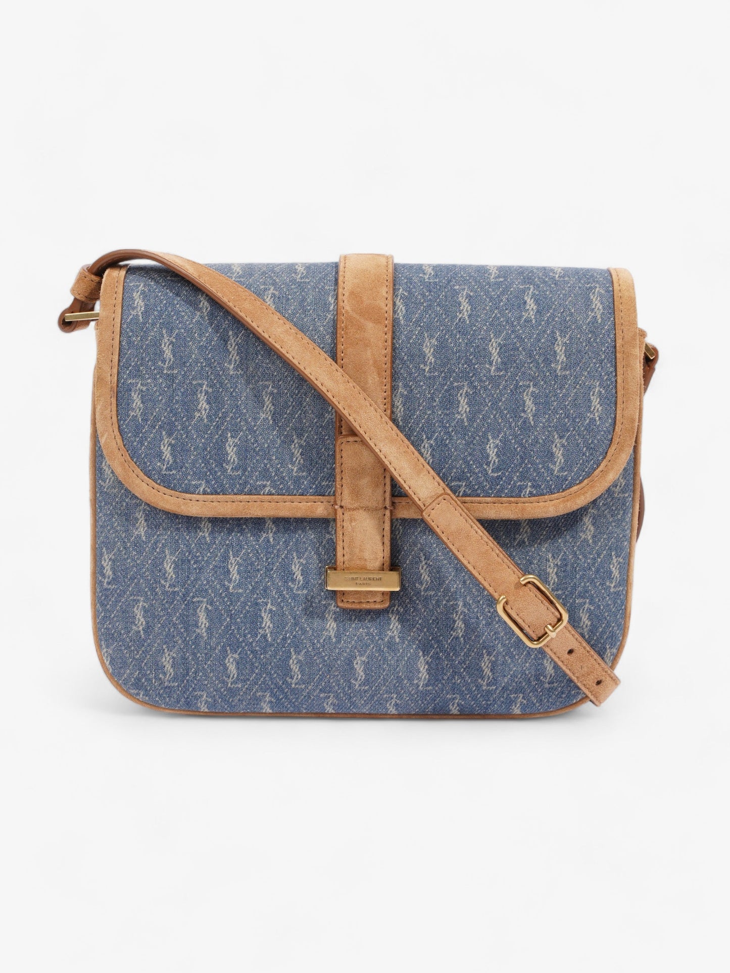 Saint Laurent Monogram Camera Denim / Brown Suede Denim