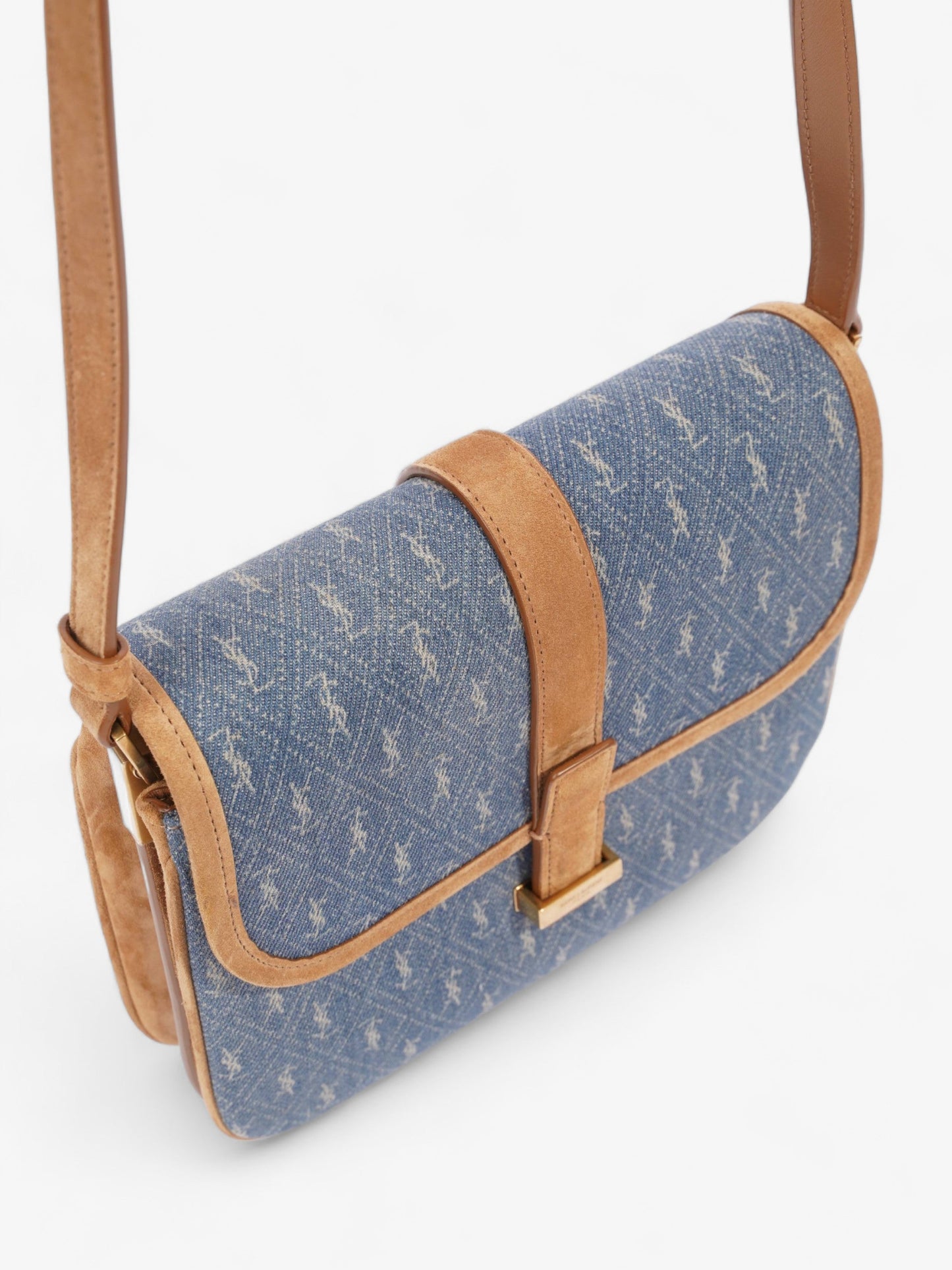Saint Laurent Monogram Camera Denim / Brown Suede Denim