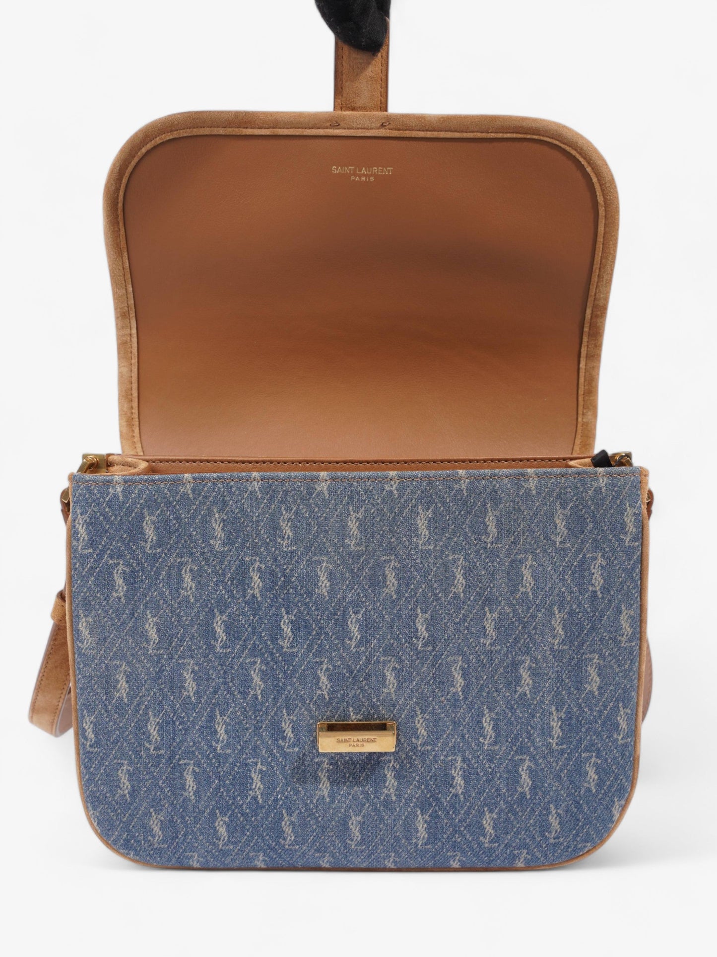Saint Laurent Monogram Camera Denim / Brown Suede Denim