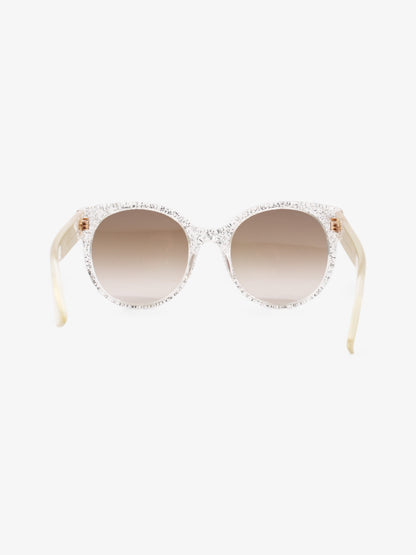 Gucci Sunglasses GG0035S Silver Glitter Acetate 140mm